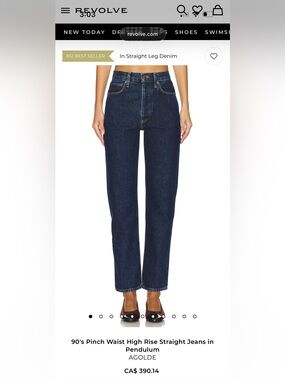 AGOLDE 90’s Pinch Waist Crop High-Rise Straight Jeans — Size 24 — NWT